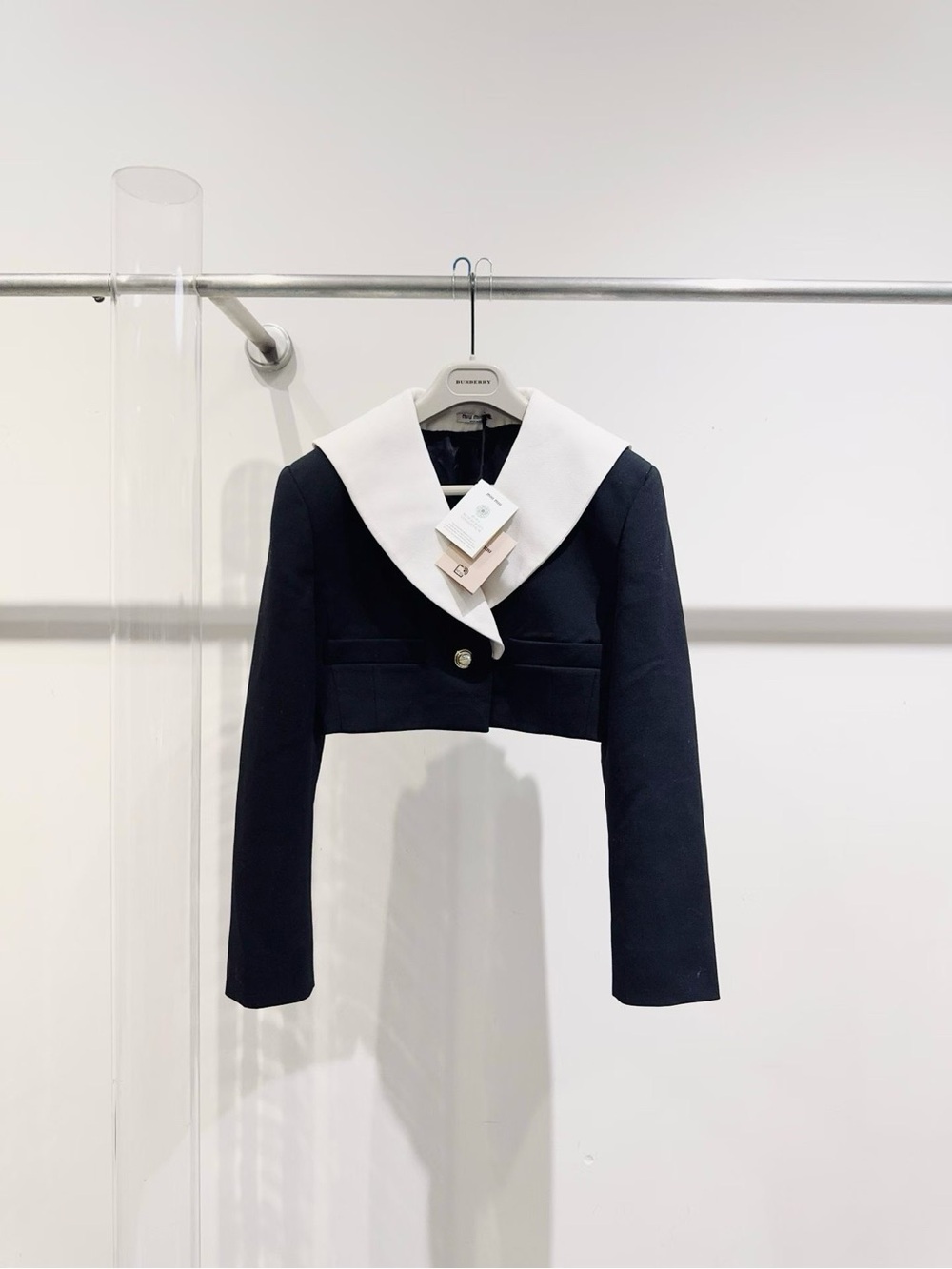 🚩steal Miu Miu Navy Cropped Blazer with White Sailor Collar